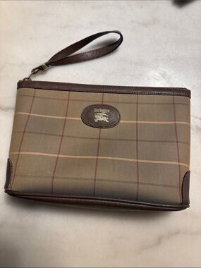 Burberry Brown Check Wristlet Toiletry Pouch